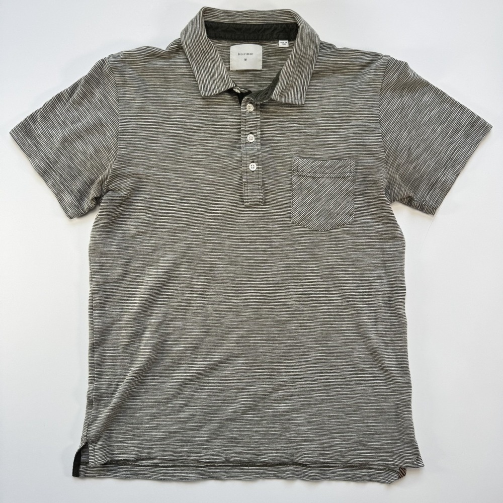 BILLY REID Ombre Stripe Polo Shirt Short Sleeve‎ Green Medium Made in Peru